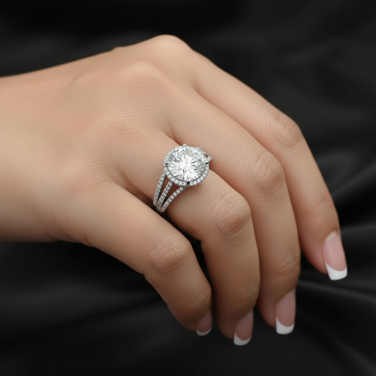 Bague pour femme en argent véritable et moissanite