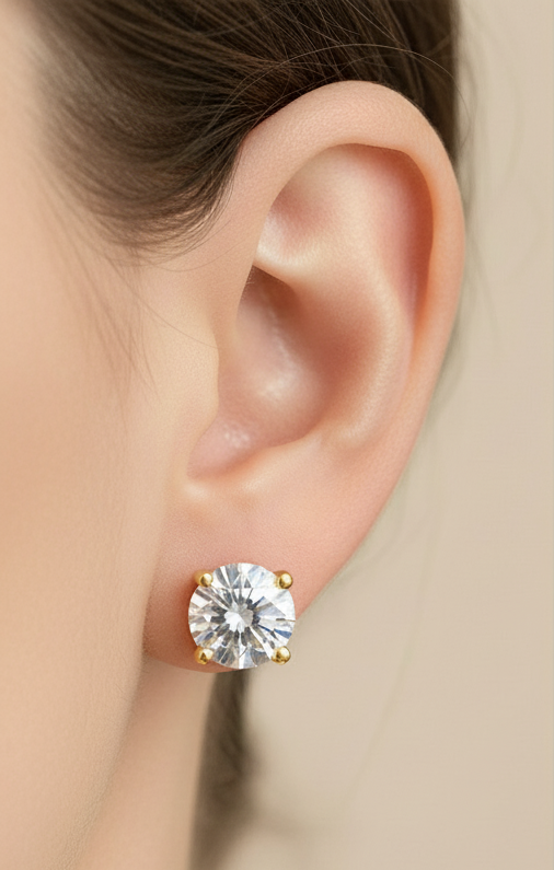 Real Silver Moissanite Studs