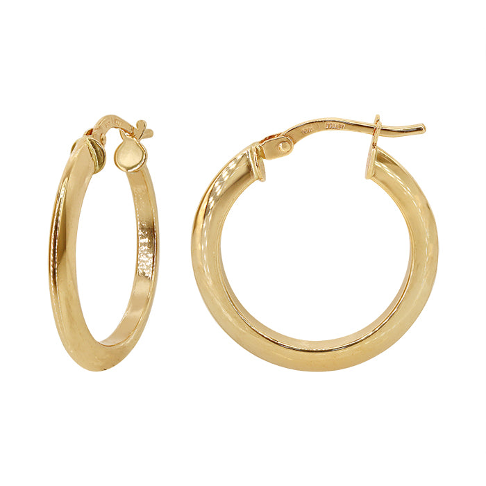 Boucles d'oreilles créoles en or véritable à tube triangulaire