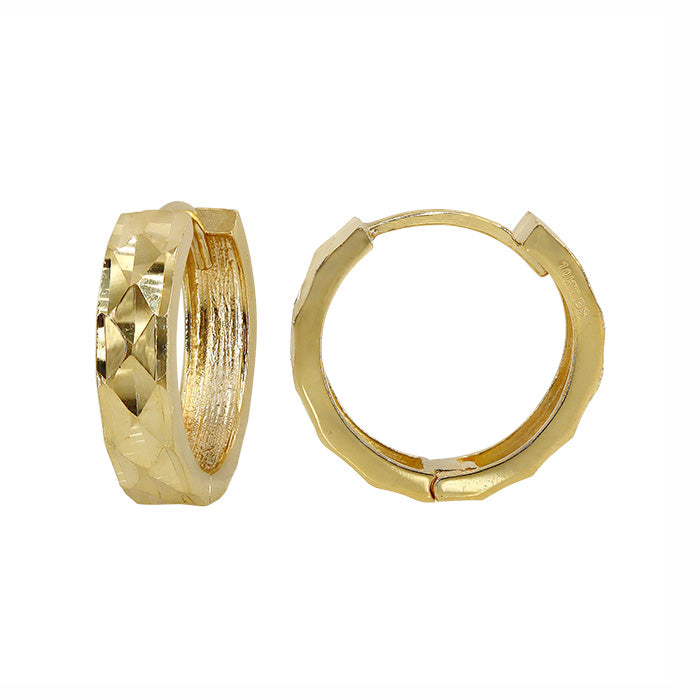 Boucles d'oreilles créoles en or véritable taille diamant