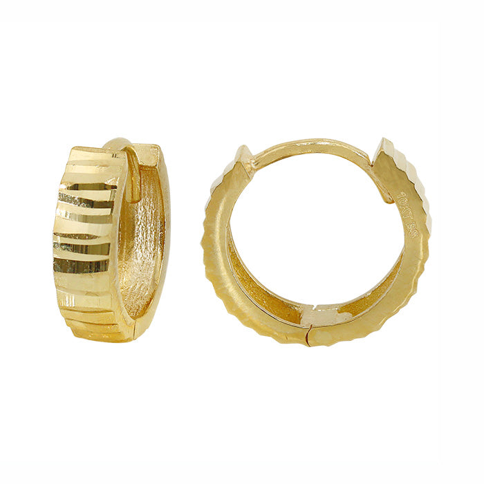 Boucles d'oreilles créoles en or véritable taille diamant,