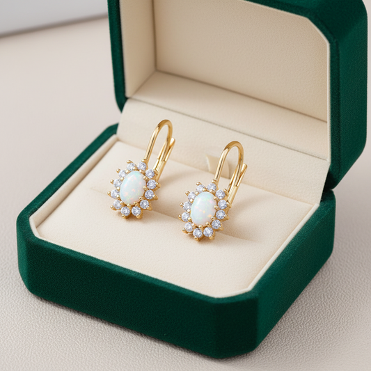 Real gold opal earrings