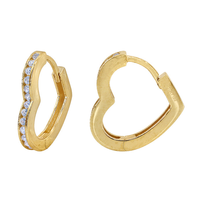 Real gold heart hoop earrings