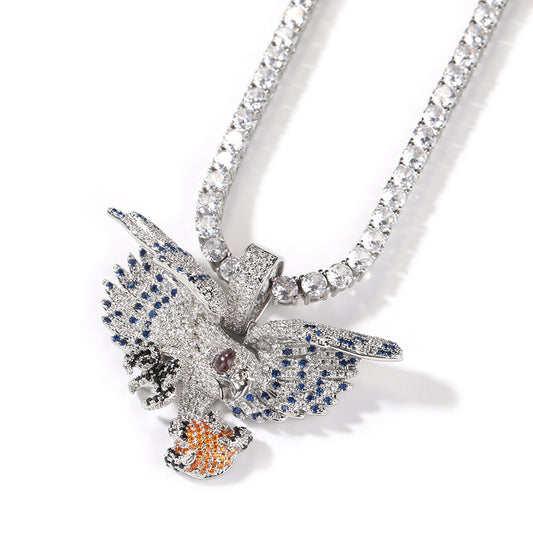 Pendentif oiseau coloré exquis en zircone cubique incrusté de cuivre JinJiBeWater