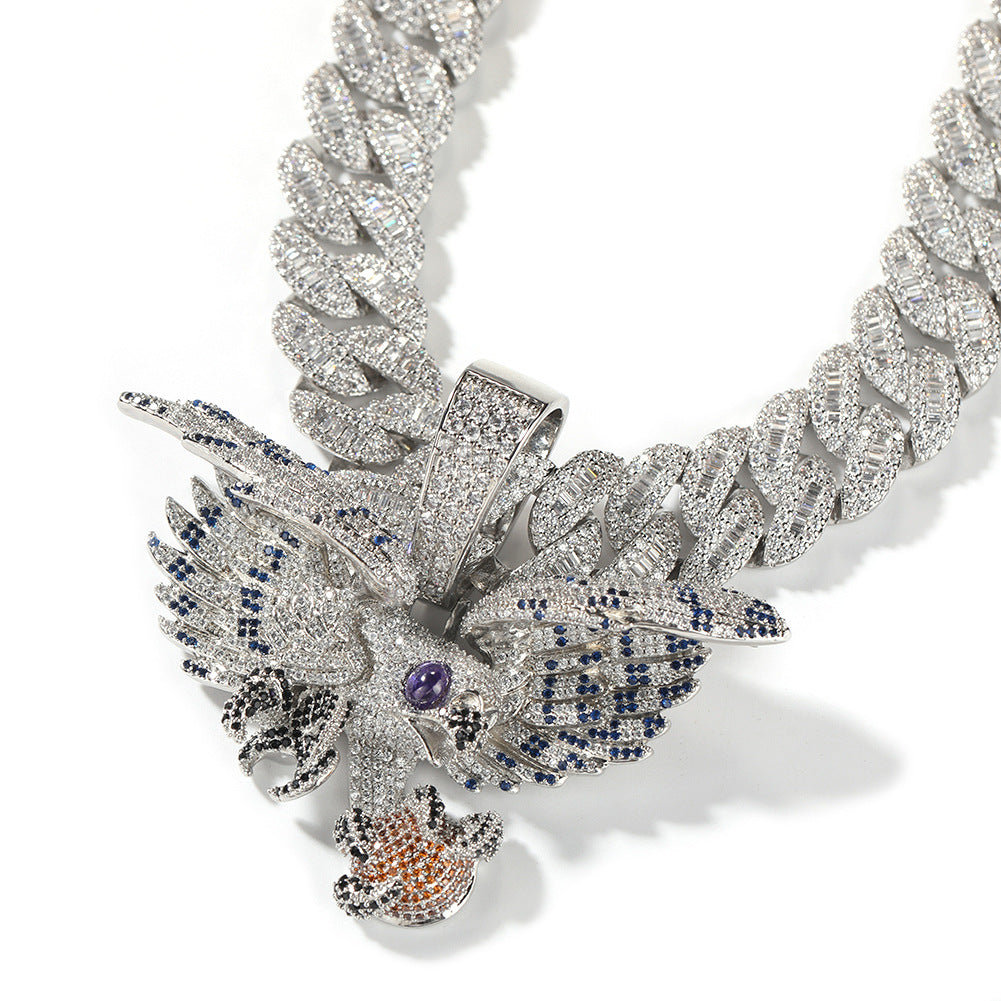 Pendentif oiseau coloré exquis en zircone cubique incrusté de cuivre JinJiBeWater