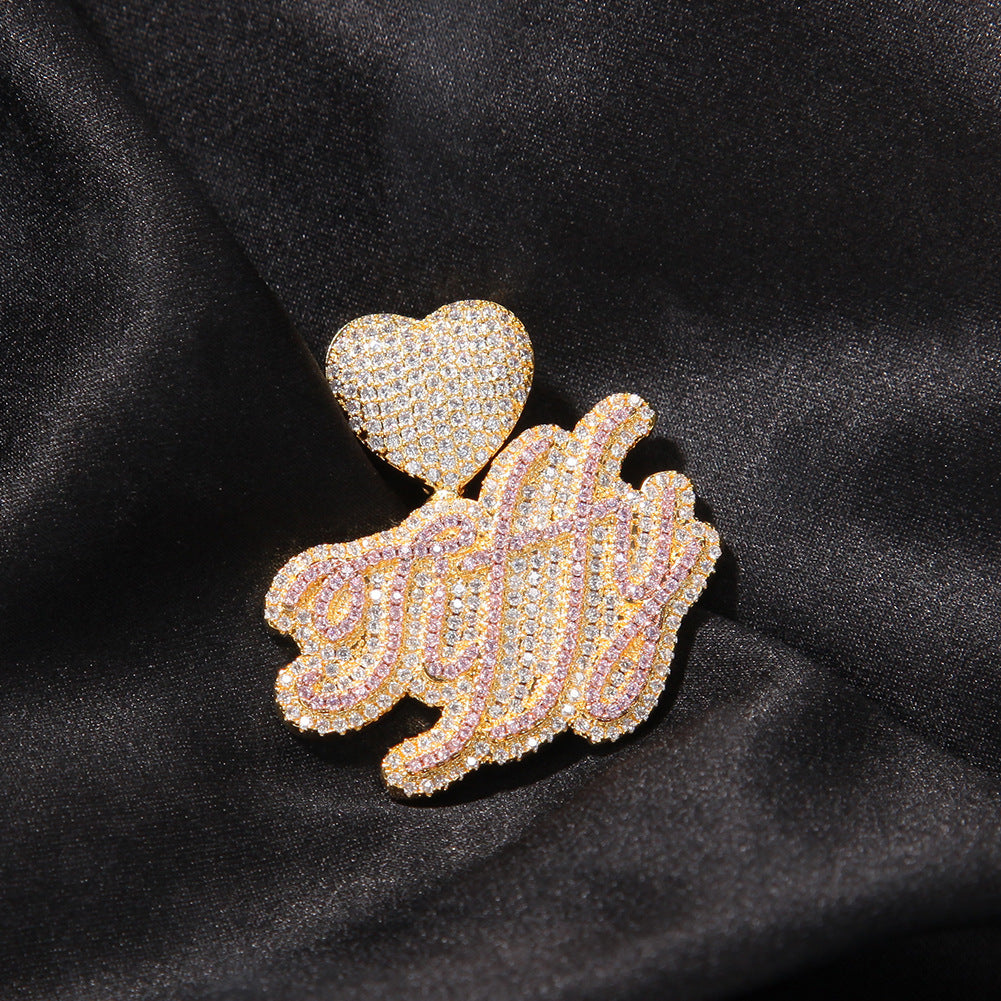 Pendentif personnalisé avec nom et lettre scintillante bicolore de petite taille