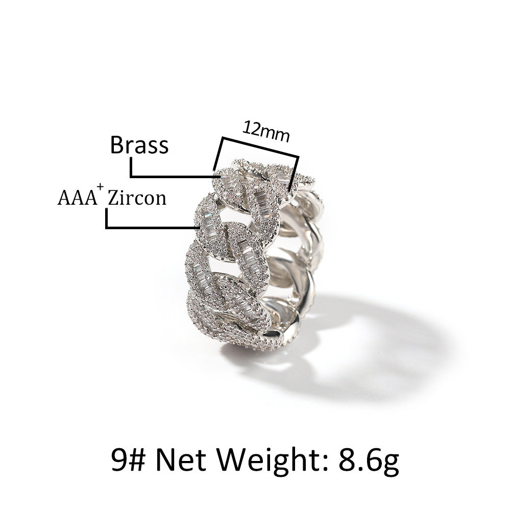 Bague homme Miami Cuban Baguette Crush en zircone cubique