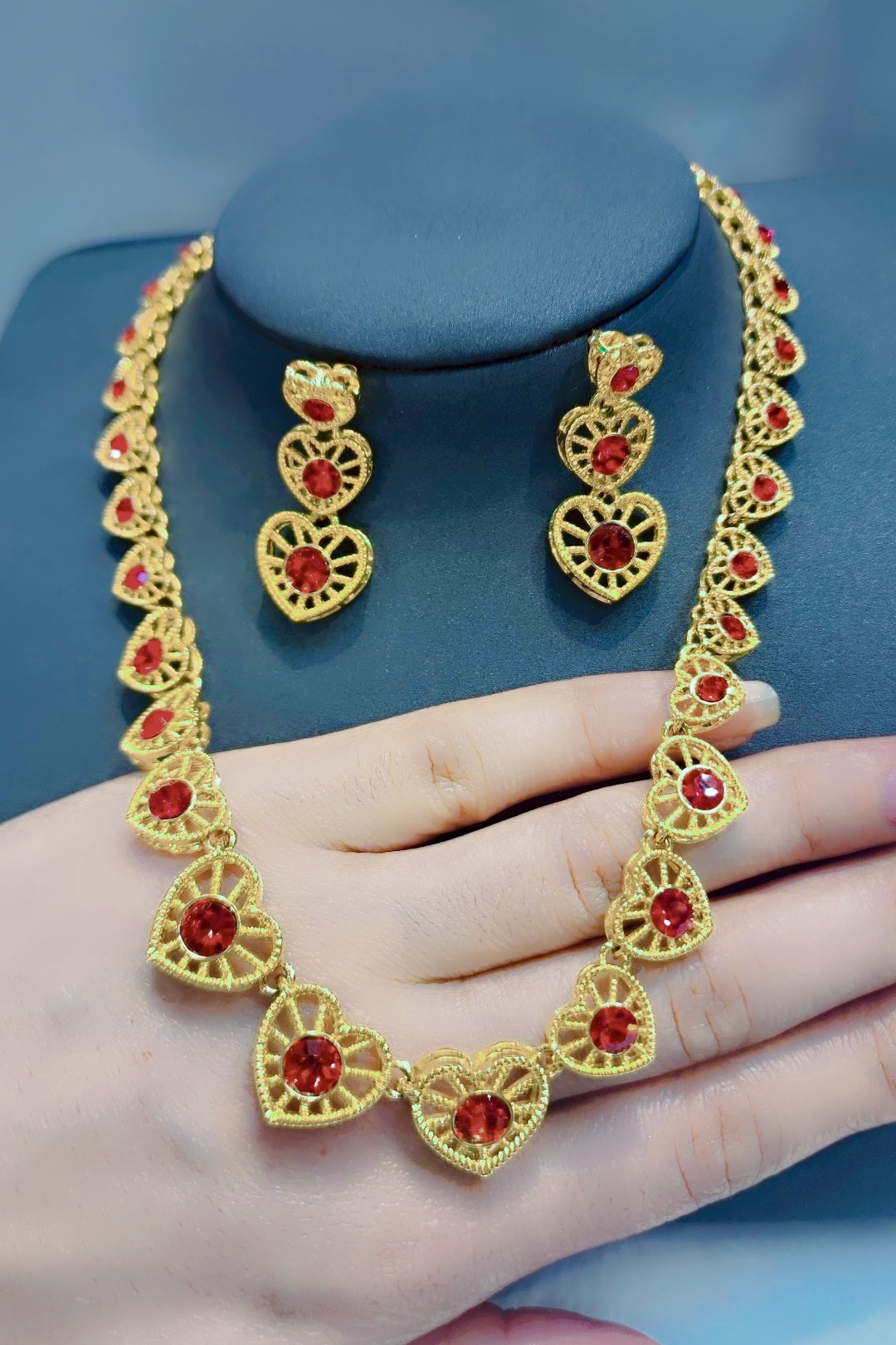 Ensemble coeur plaqué or