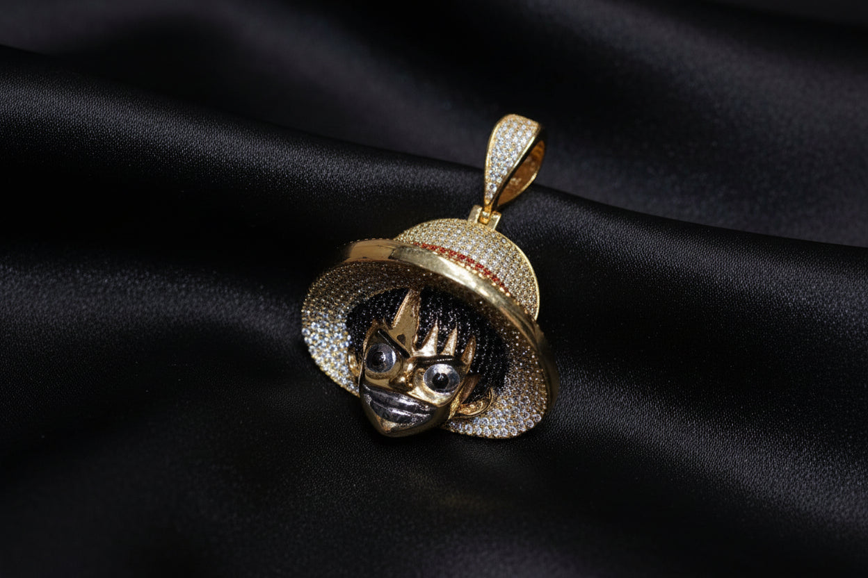 Iced out gold plated One Piece Anime pendant