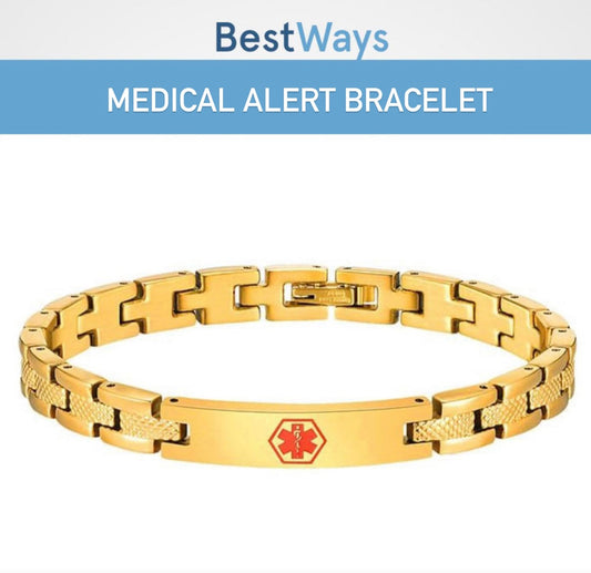 Unisex Medical Alert Bracelet – Best Weis | Luxurious Gold-Tone Design