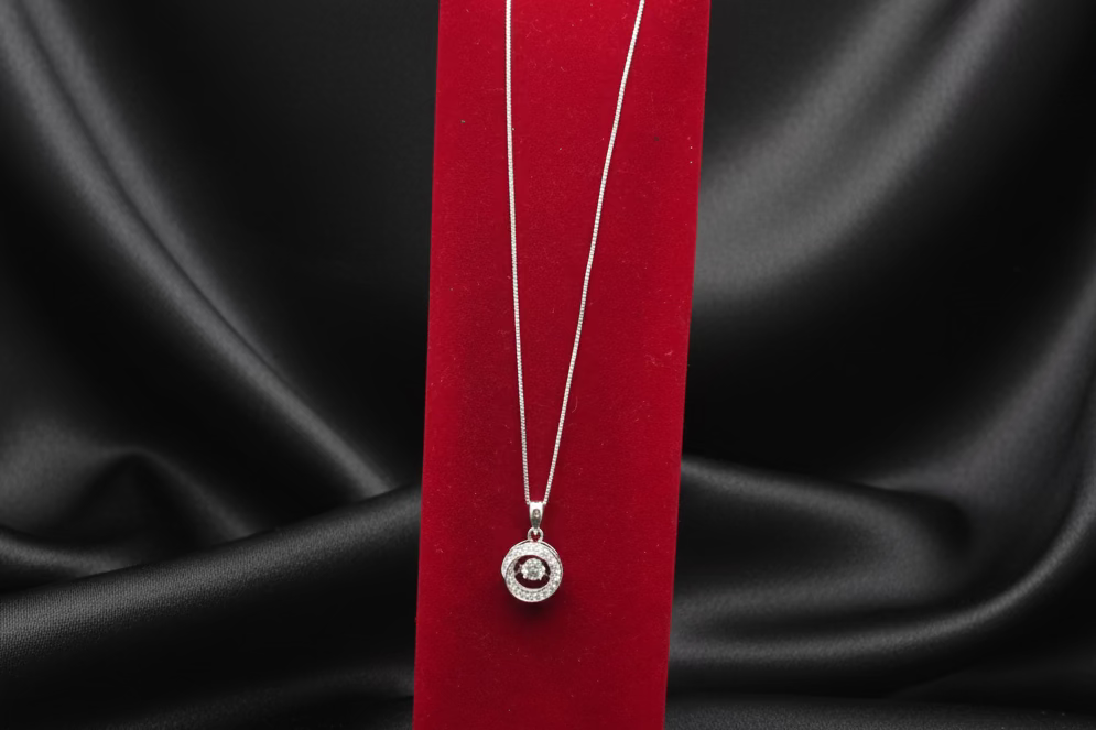 Real silver dancing stone necklace