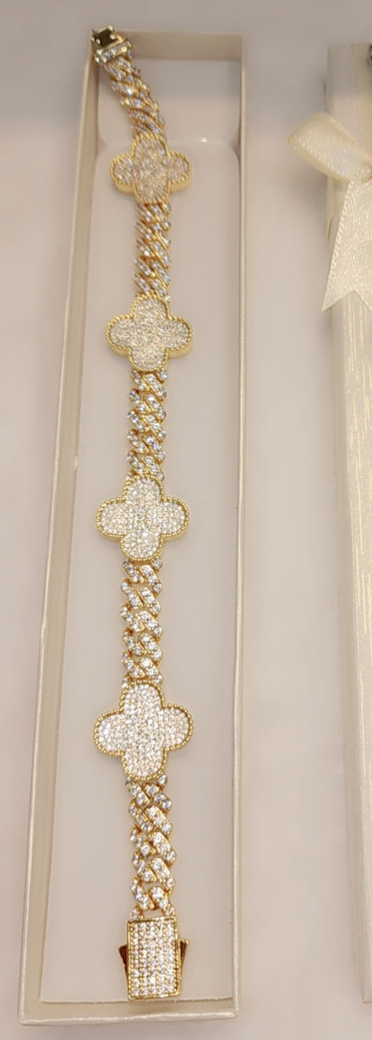 Iced out gold plated bracelet