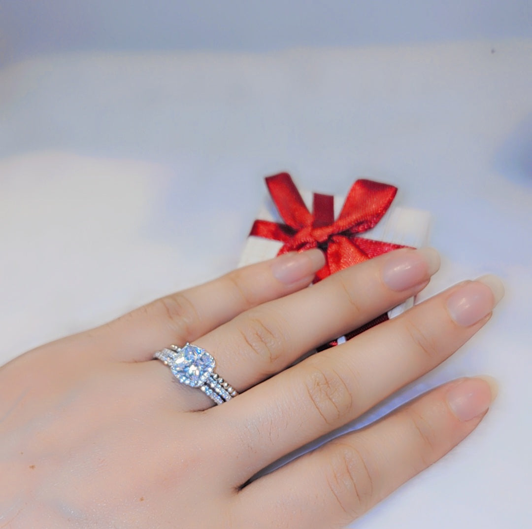 Bague carrée en argent sterling