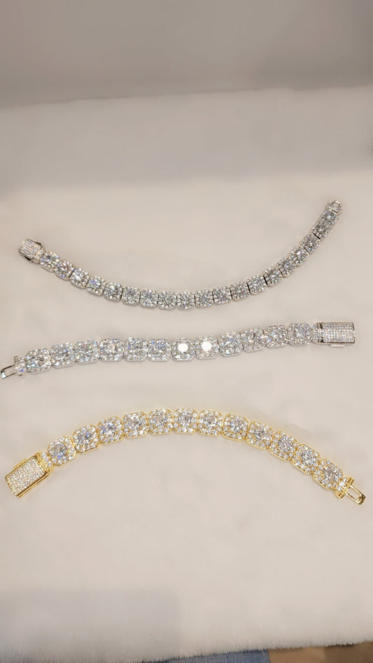 Bracelet de tennis plaqué or glacé