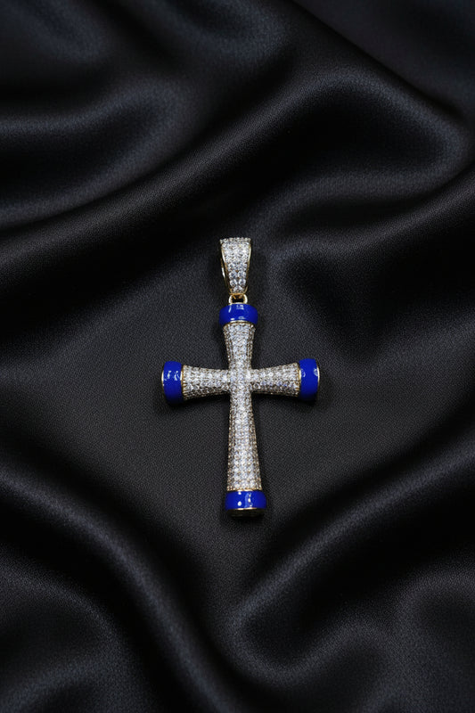 Iced out gold plated cross pendant