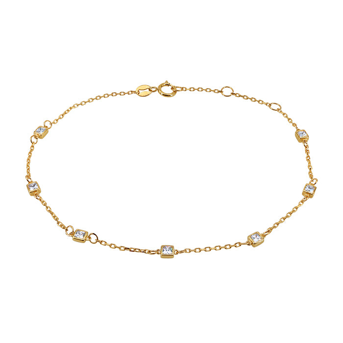 Bracelet en or 10 carats avec maillon d'ancrage de 1 mm, extension de 6,5" + 0,5" + 0,5" (2,5 mm)