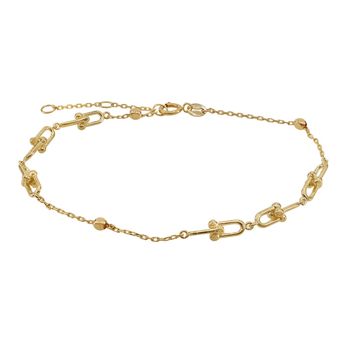10KT Gold, U link and cube bead bracelet width, 6.5″ + 0.5″ + 0.5″ extension(3.5mm)