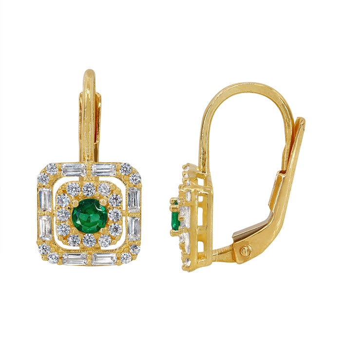 Real gold square earrings