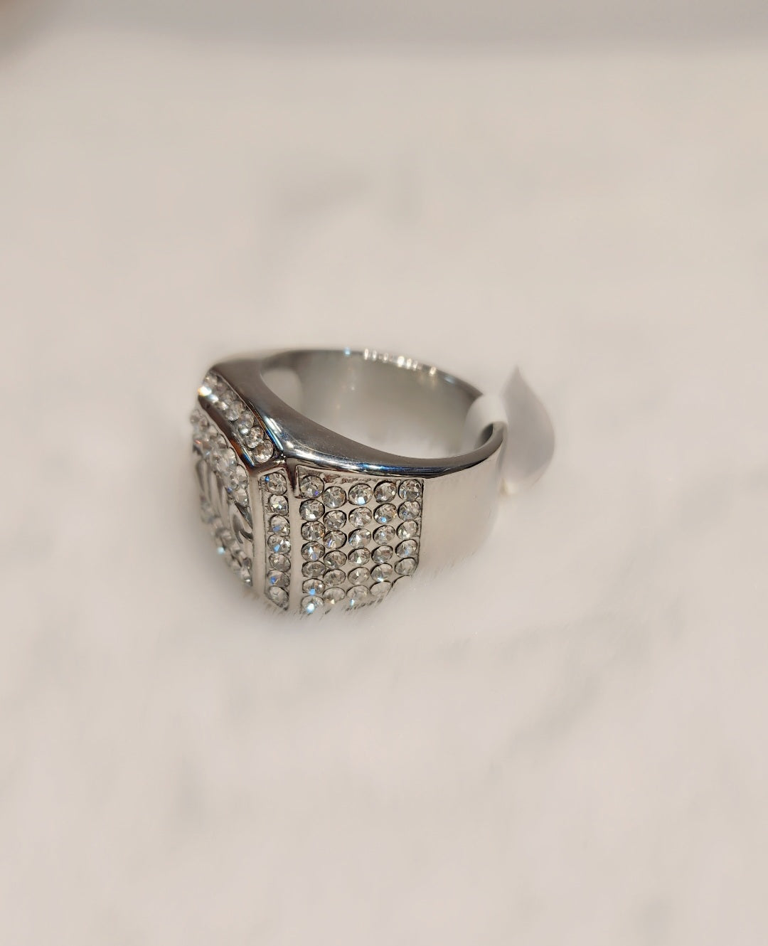 Bague King plaquée or blanc glacé