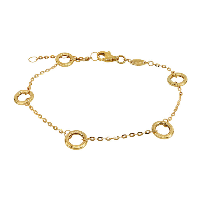 10KT Gold round loop bracelet 6.5″ + 0.5″ + 0.5″ extension(7mm)