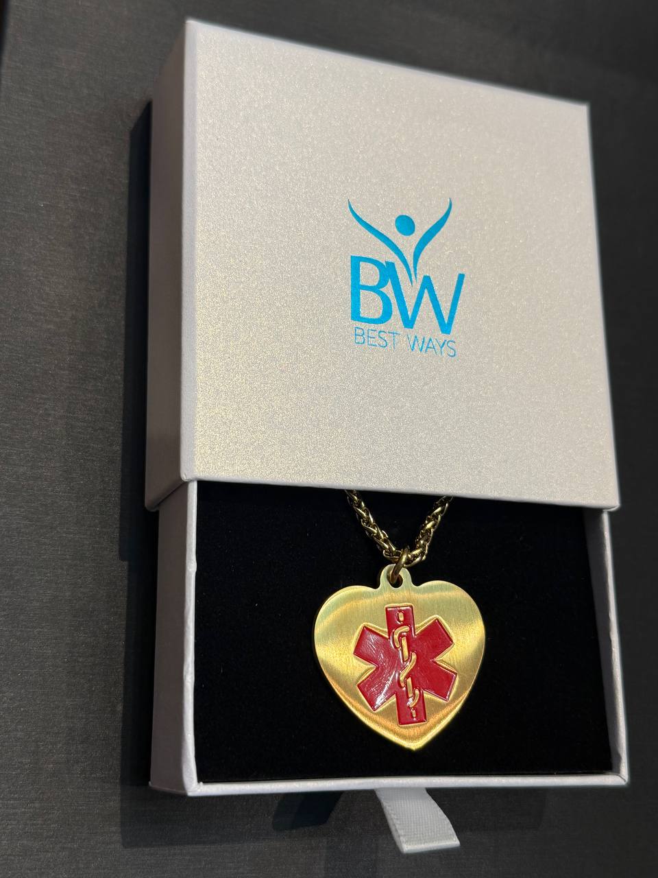 Medical Alert Heart Necklace – Gold Stainless Steel