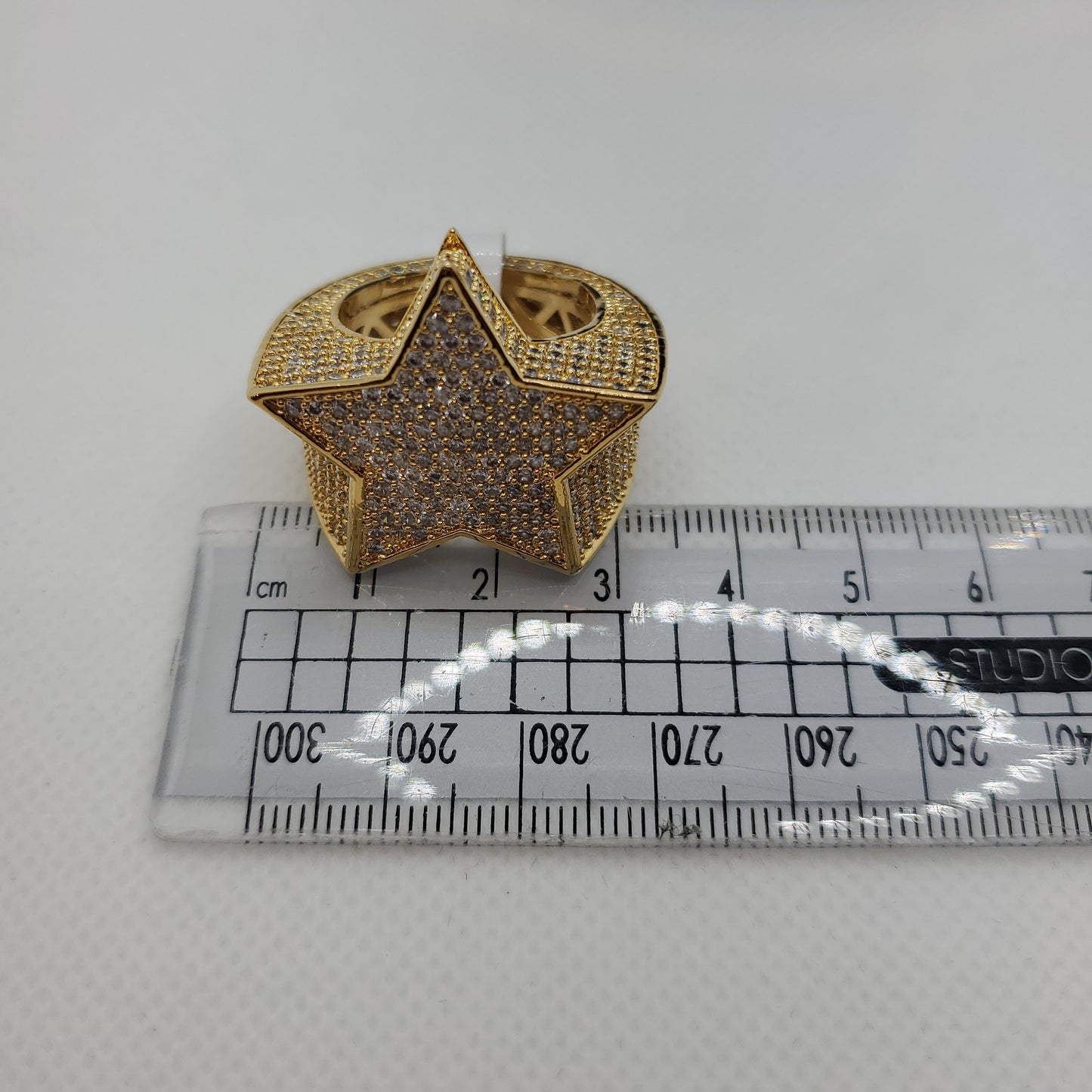 Bague étoile bling-bling glacée hip-hop à succès