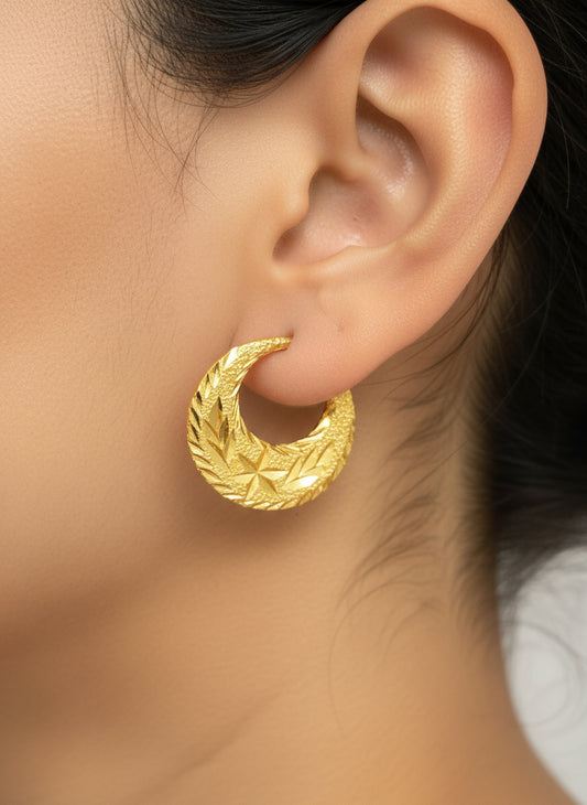 Star Sandblasting Nattiyan Earrings, Real Silver 24k Gold Filled