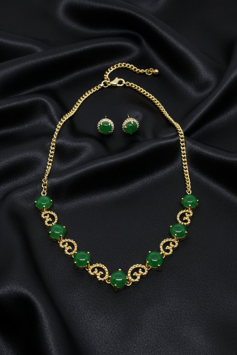 Real Jade Gold Plated Set