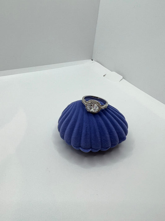 Bague halo en argent véritable