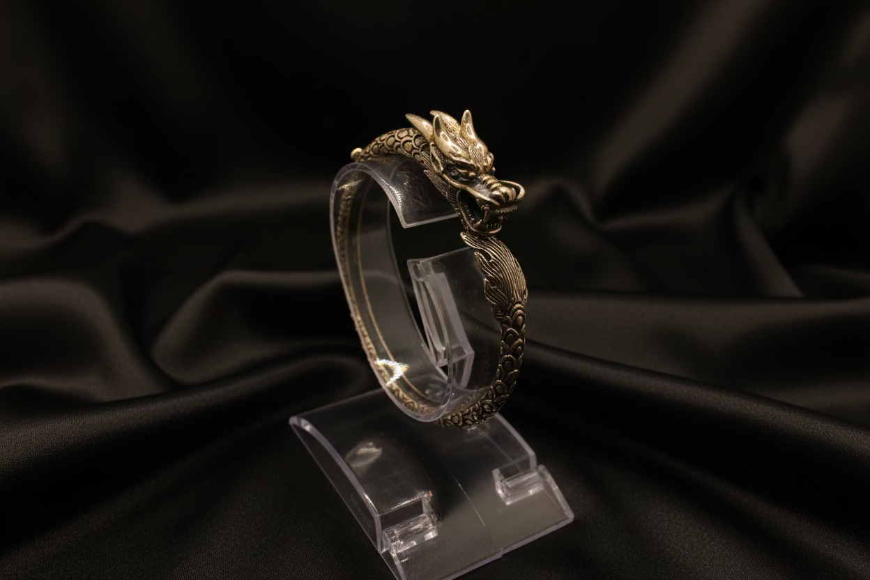 925 sterling silver dragon cuff bangle