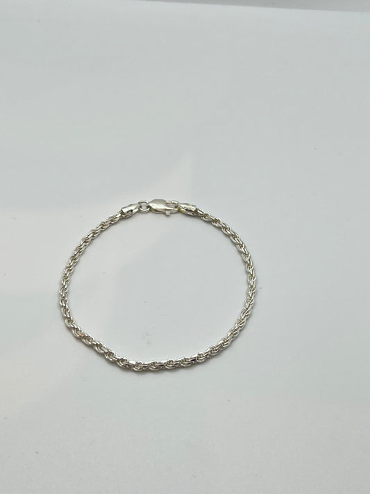 Bracelets en corde d'argent véritable