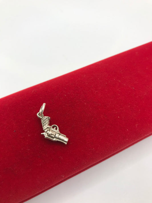 Real silver pistol gun charm