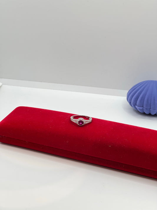 Bague en argent véritable avec pierre rose