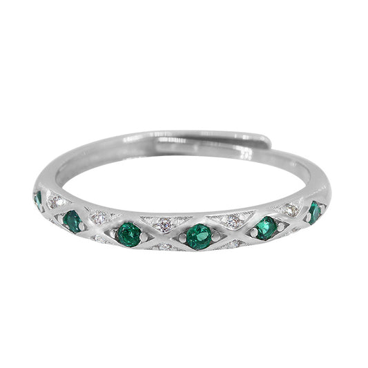 Bague en argent véritable avec pierres de couleur