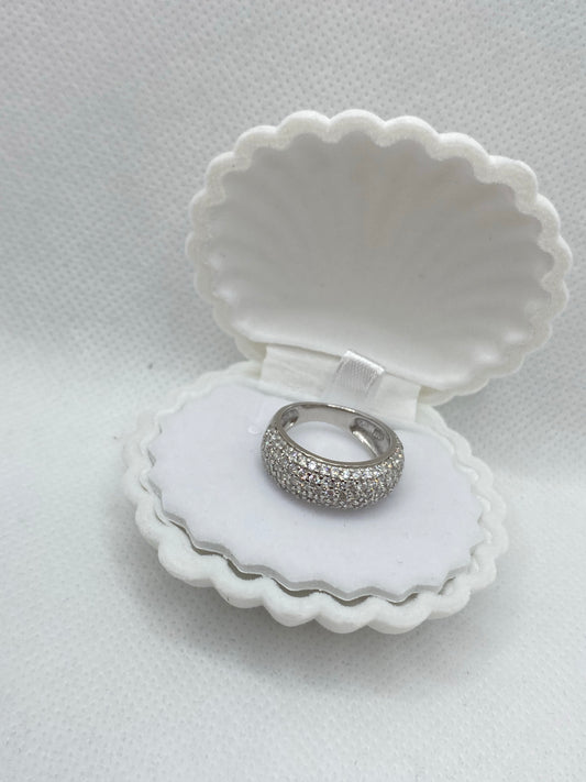 Bague hip-hop en argent sterling 925 avec effet glacé