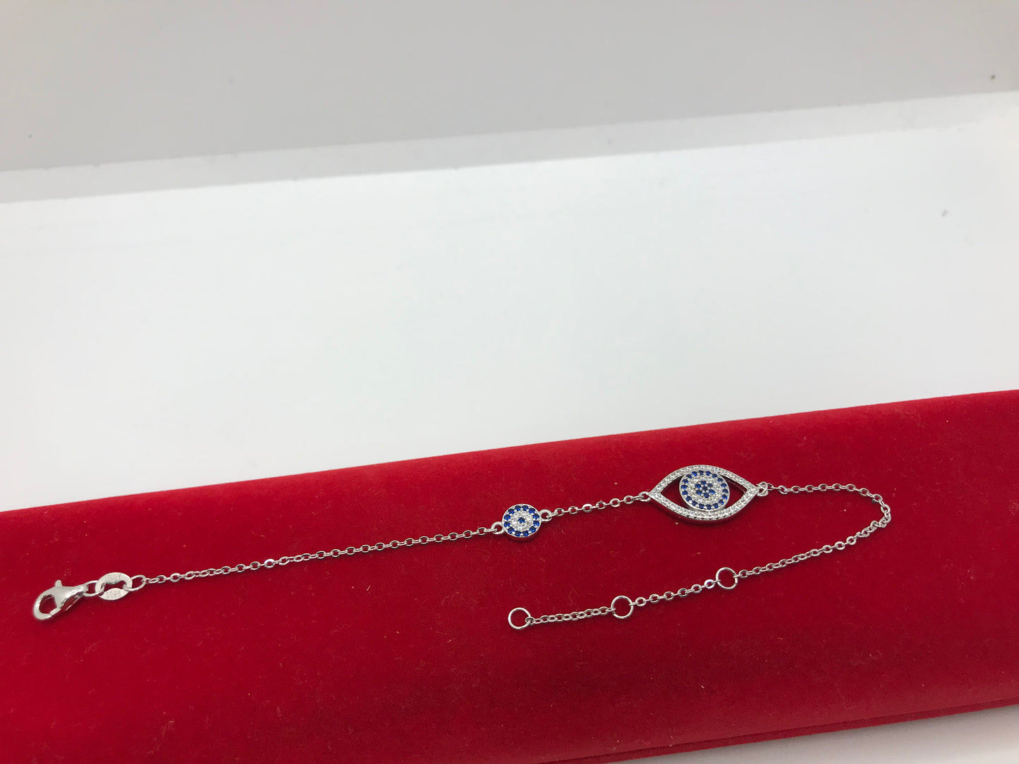 Bracelet double mauvais œil en argent sterling