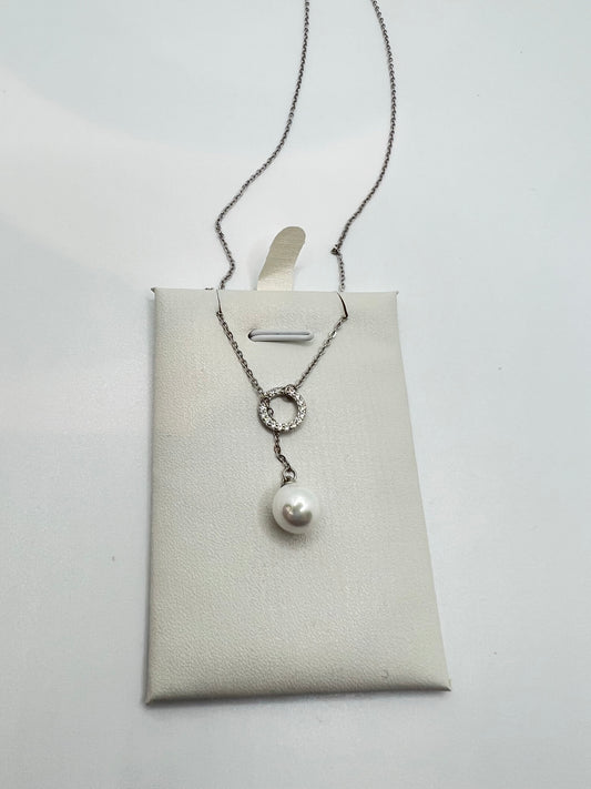 Collier réglable en argent véritable avec perles d'eau douce