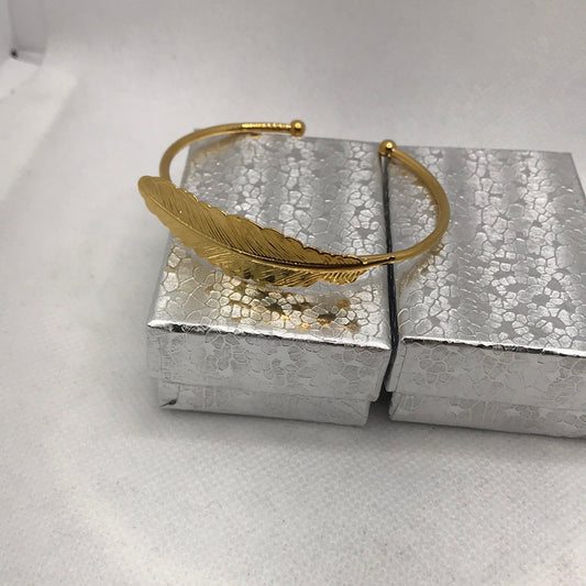 Gold plated leaf bangle