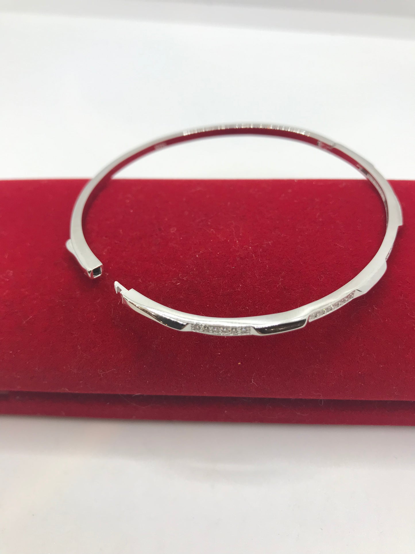 Bracelet jonc en argent véritable avec pierre CZ