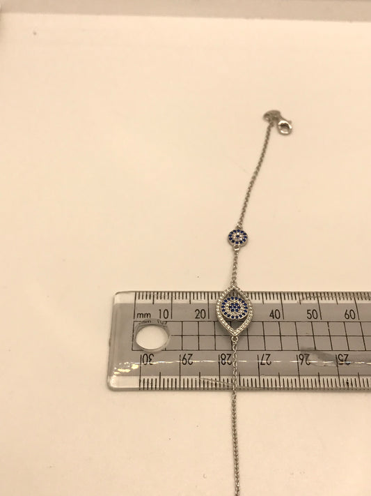 Bracelet double mauvais œil en argent sterling