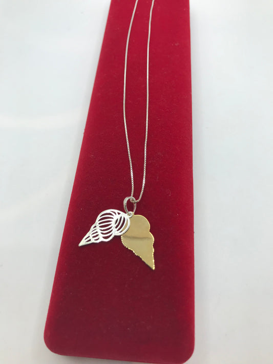 Real Silver 2 tone seashell necklace