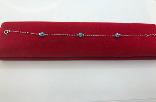 Bracelet mauvais œil en argent sterling