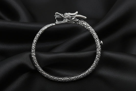925 sterling silver dragon cuff bangle