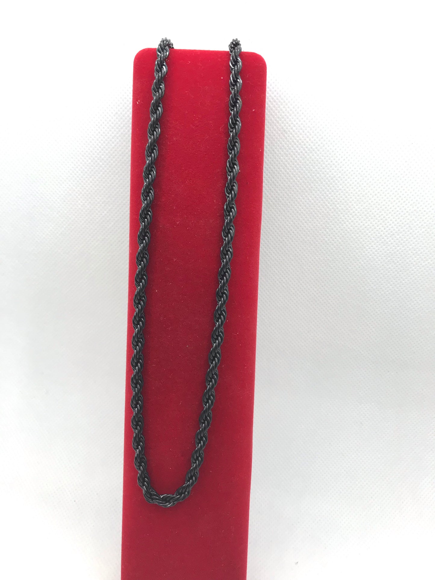 Chaîne en corde noire en acier inoxydable