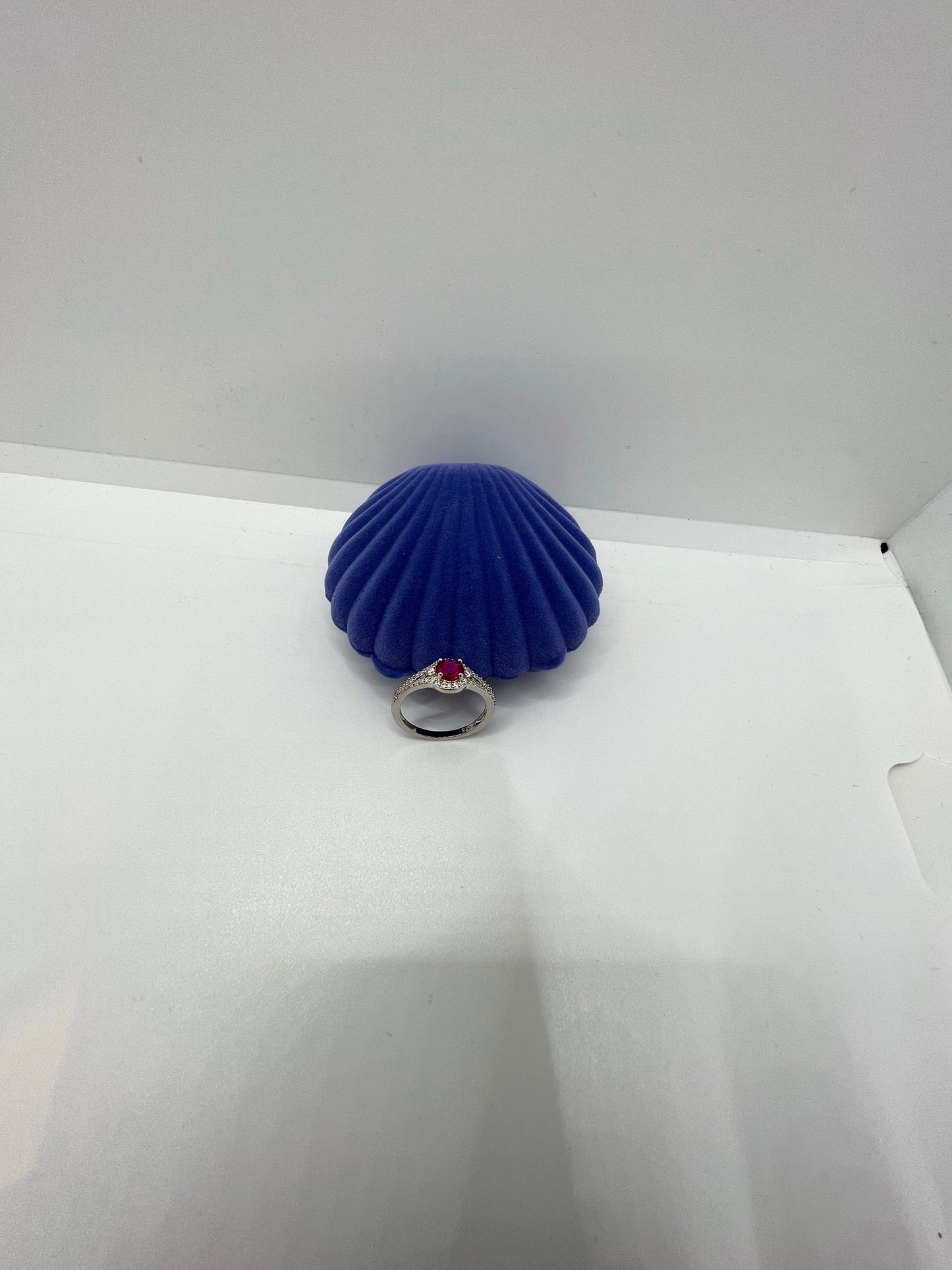 Bague en argent véritable avec pierre rose