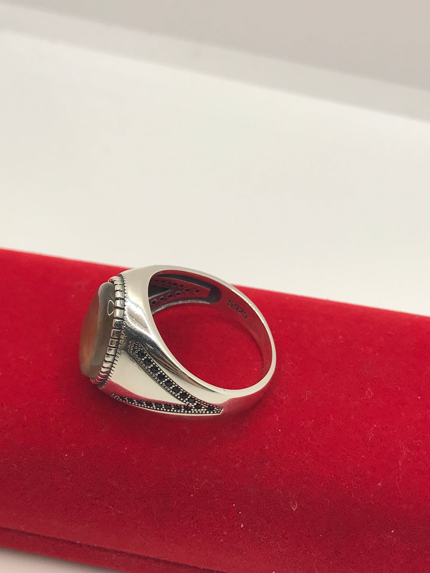 Bague œil de chat en argent sterling