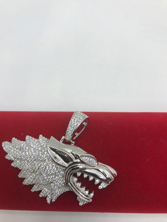 Pendentif loup en argent sterling
