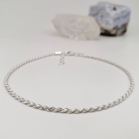 925 sterling silver rope anklets