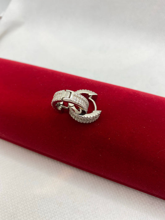 Créoles américaines en argent sterling avec diamants