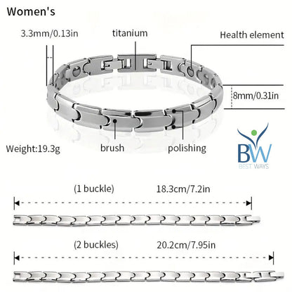 Celebrate love and well-being with the Couple's Magnetic Energy Bracelet.
Made from premium titanium stainless steel with embedded magnets, these unisex bracelets support circulation, joint comfort, and natural energy flow. A meaningful gift for couples that combines style, strength, and wellness.